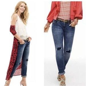 Cabi Slim Boyfriend Jeans  Size 4 Distressed Medium Wash